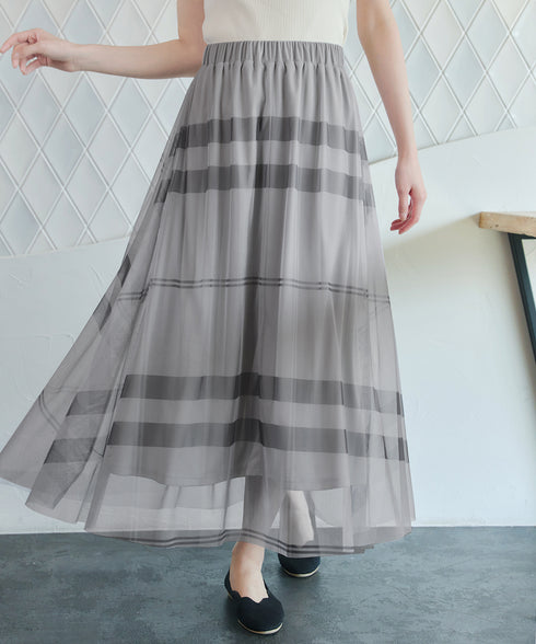 チュールレースチェックスカート
