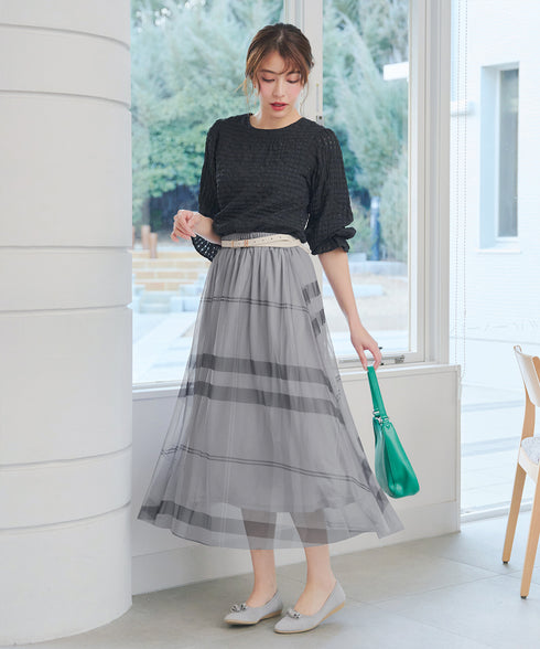 チュールレースチェックスカート