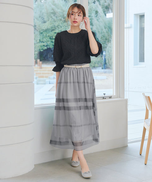 チュールレースチェックスカート