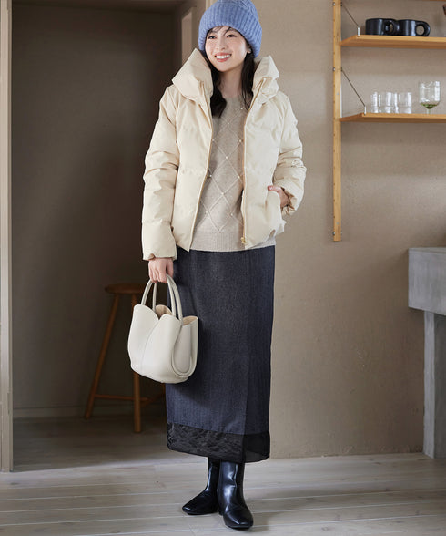 メランジヘリンボーンツイードスカート