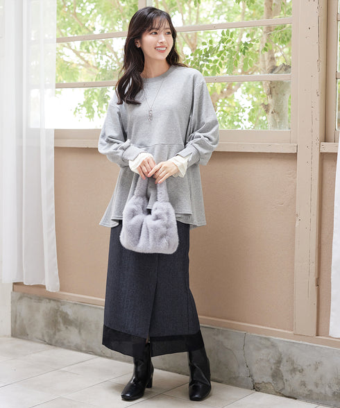 メランジヘリンボーンツイードスカート