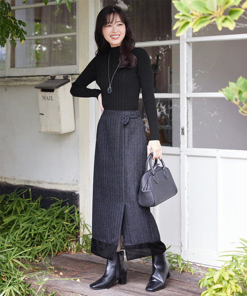 メランジヘリンボーンツイードスカート