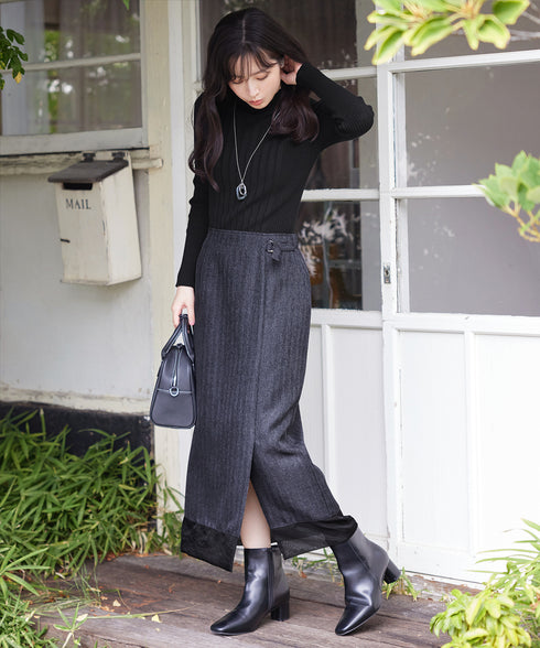 メランジヘリンボーンツイードスカート