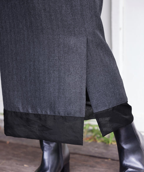 メランジヘリンボーンツイードスカート