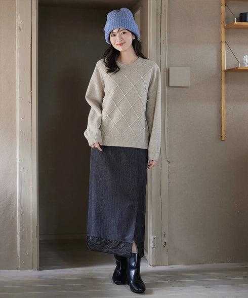 メランジヘリンボーンツイードスカート