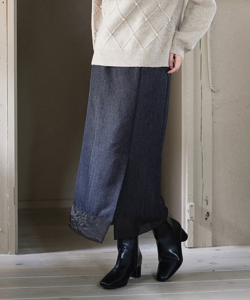 メランジヘリンボーンツイードスカート