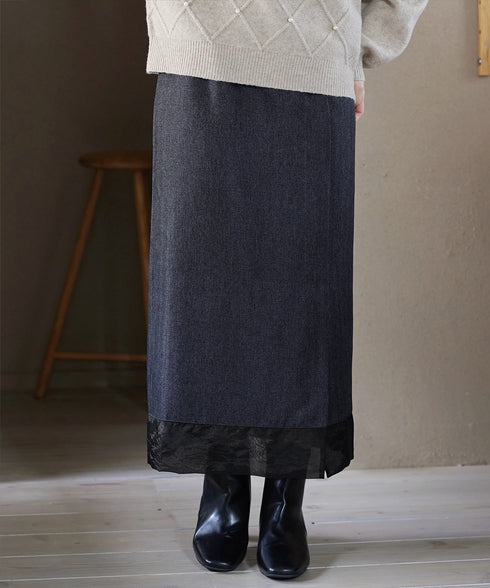 メランジヘリンボーンツイードスカート
