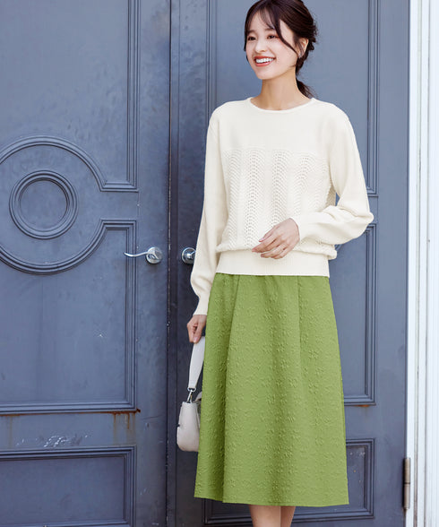 ふくれジャガードタックフレアスカート