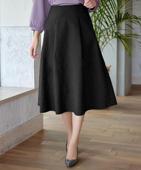 ふくれジャガードタックフレアスカート