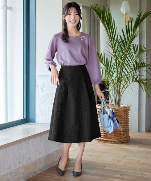 ふくれジャガードタックフレアスカート