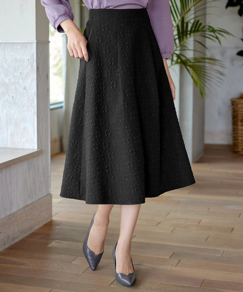 ふくれジャガードタックフレアスカート