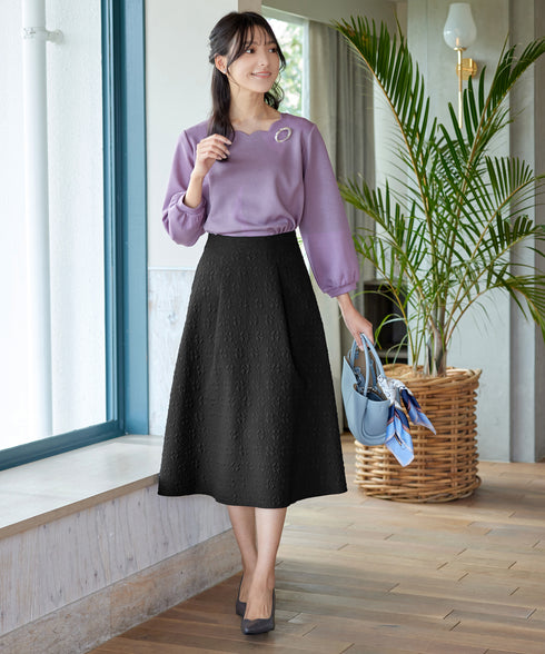 ふくれジャガードタックフレアスカート