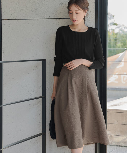 ふくれジャガードタックフレアスカート