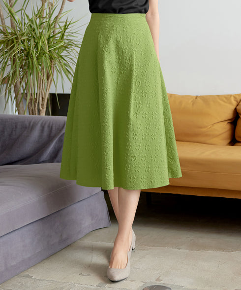 ふくれジャガードタックフレアスカート