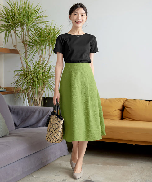 ふくれジャガードタックフレアスカート