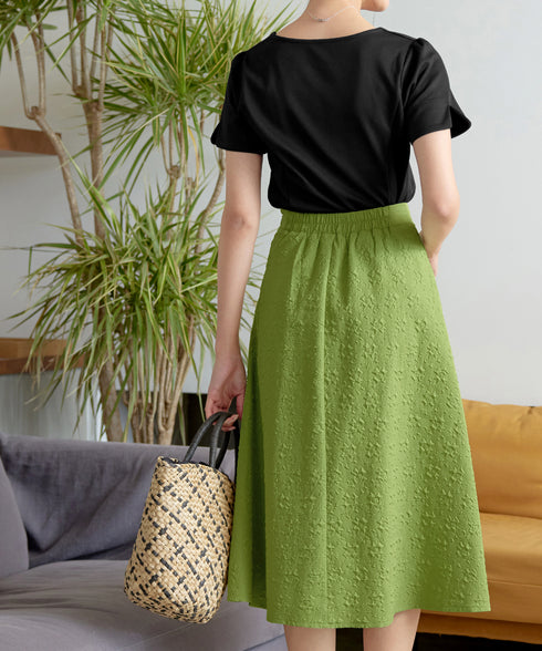 ふくれジャガードタックフレアスカート