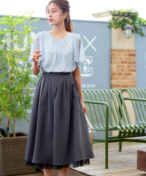 レイヤードチュールフレアスカート