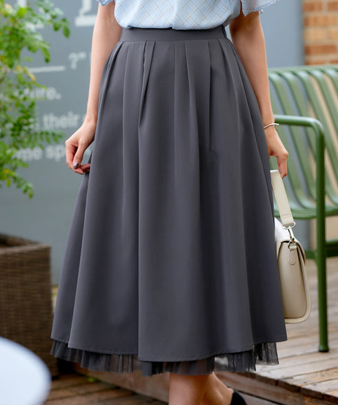 レイヤードチュールフレアスカート