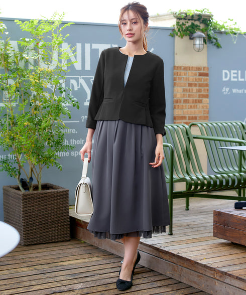 レイヤードチュールフレアスカート