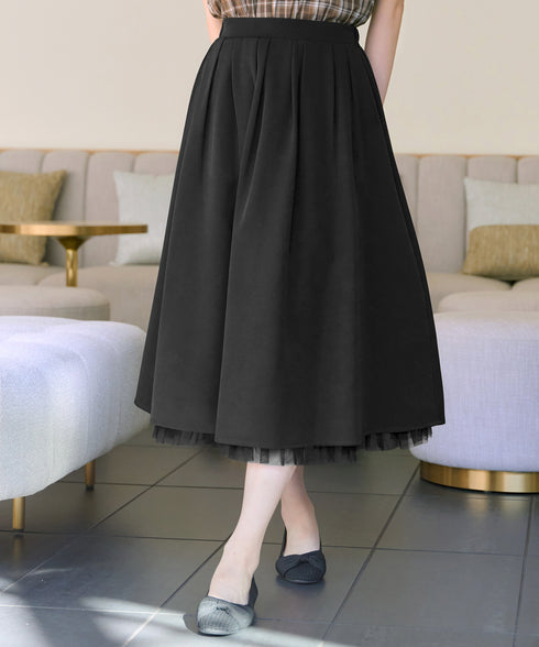 レイヤードチュールフレアスカート