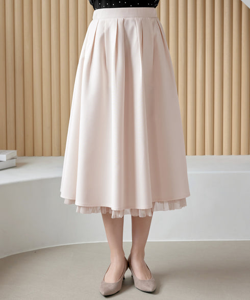 レイヤードチュールフレアスカート