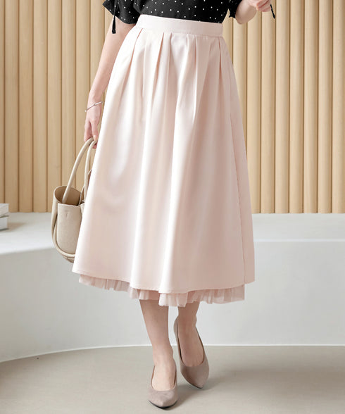 レイヤードチュールフレアスカート