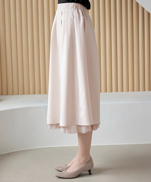 レイヤードチュールフレアスカート