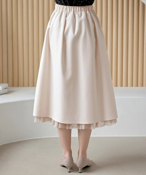 レイヤードチュールフレアスカート