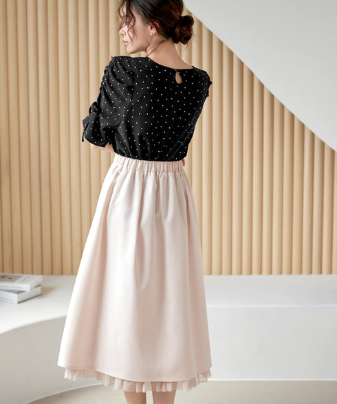 レイヤードチュールフレアスカート