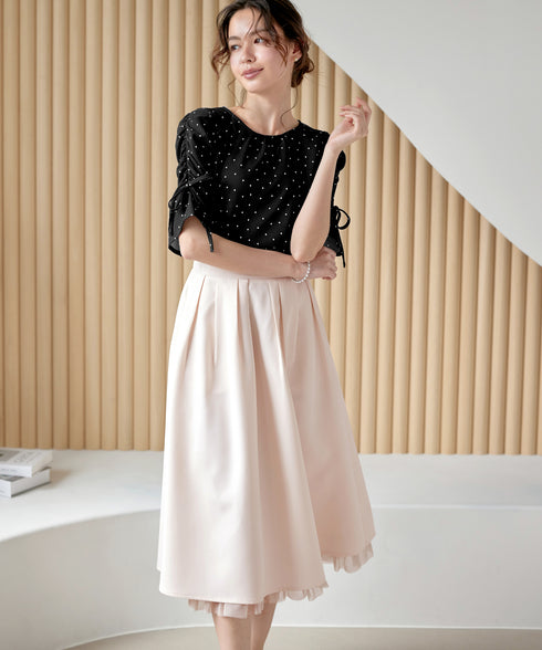 レイヤードチュールフレアスカート