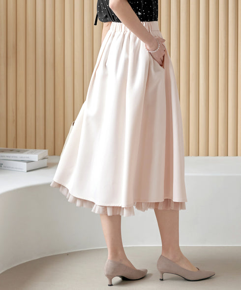 レイヤードチュールフレアスカート