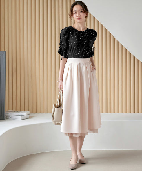 レイヤードチュールフレアスカート