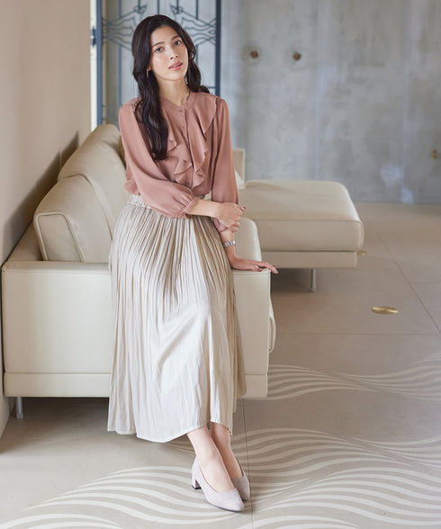 【安田美沙子さん着用】ヴィンテージサテンプリーツスカート