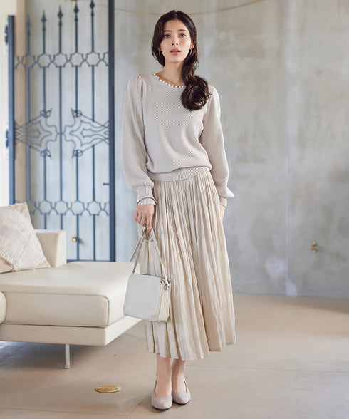 【安田美沙子さん着用】ヴィンテージサテンプリーツスカート