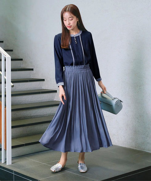 【安田美沙子さん着用】ヴィンテージサテンプリーツスカート