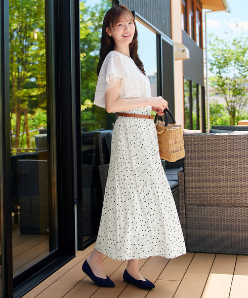 ドット柄消しプリーツスカート