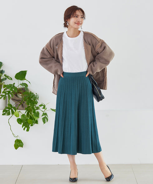 アラン柄ニットフレアスカート