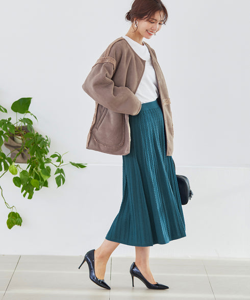 アラン柄ニットフレアスカート