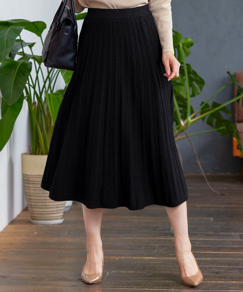 アラン柄ニットフレアスカート