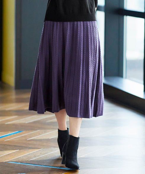 アラン柄ニットフレアスカート