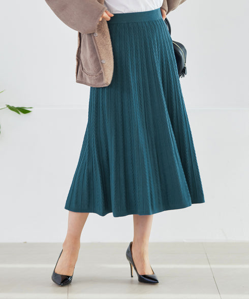 アラン柄ニットフレアスカート