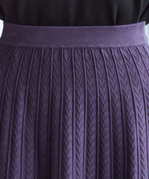 アラン柄ニットフレアスカート