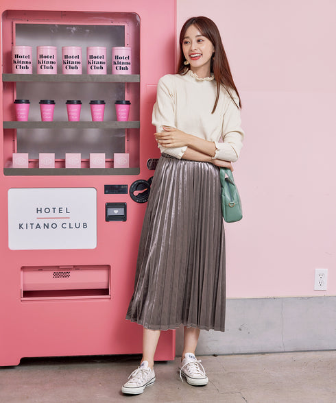 【安田美沙子さん着用】ベロアプリーツスカート