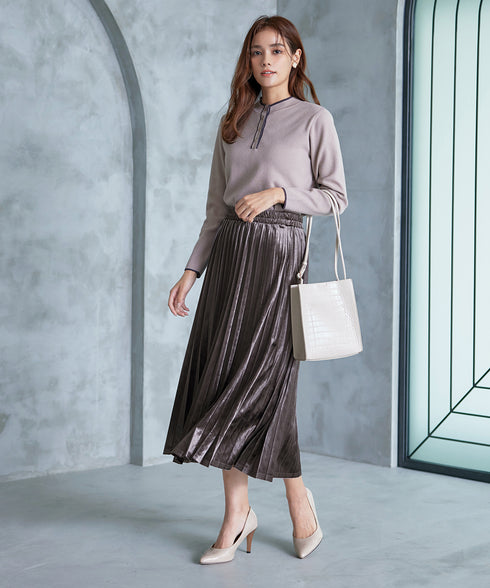 【安田美沙子さん着用】ベロアプリーツスカート