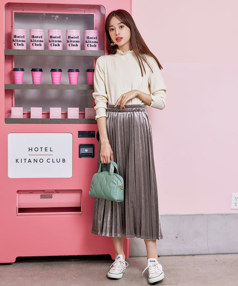 【安田美沙子さん着用】ベロアプリーツスカート