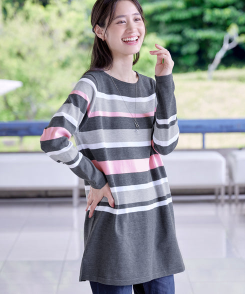 マルチボーダーニットチュニック