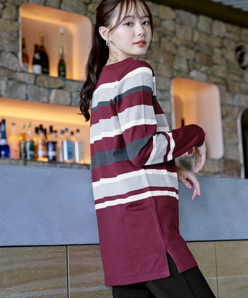 マルチボーダーニットチュニック