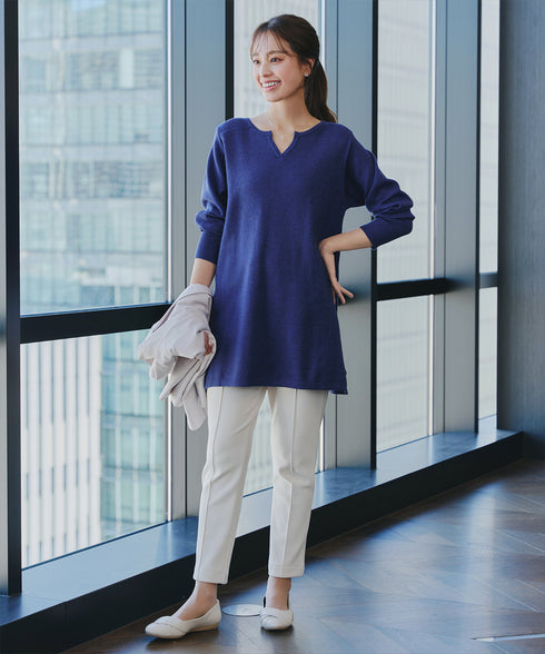 キーネックラメニットチュニック