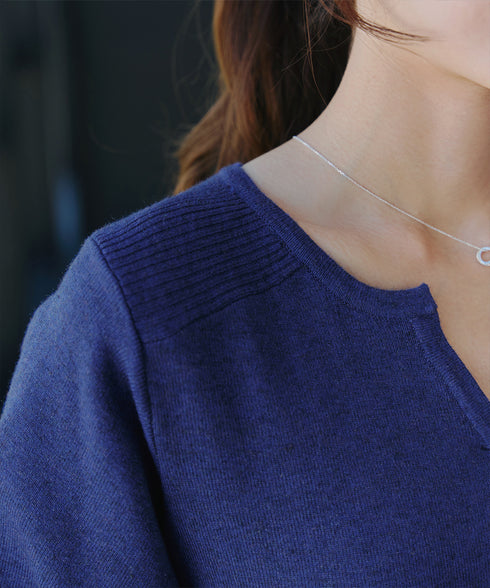 キーネックラメニットチュニック