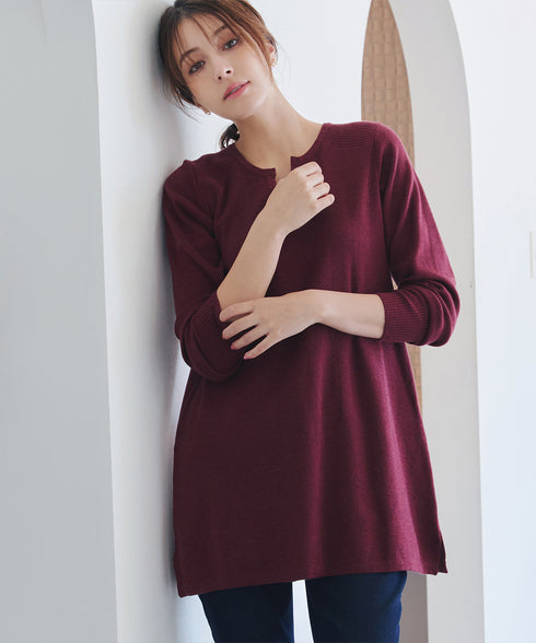 キーネックラメニットチュニック